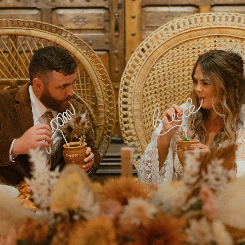 Bride Groom Straw Set